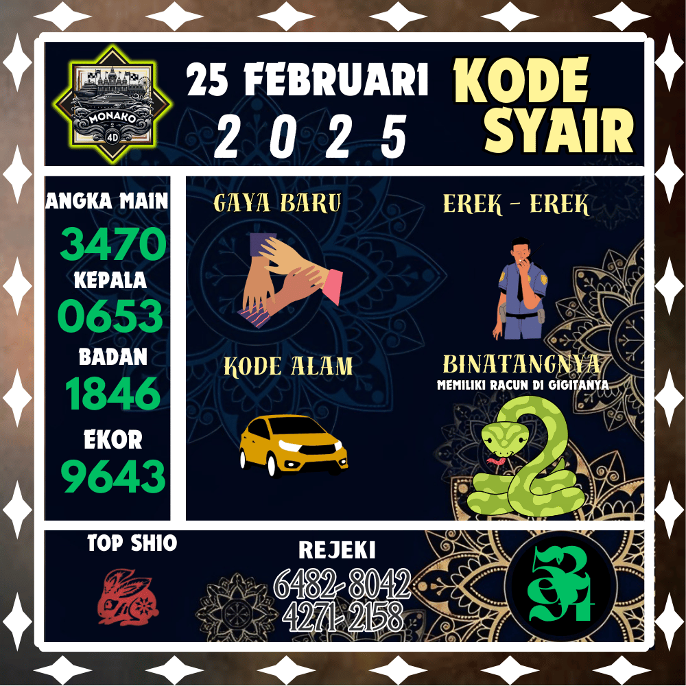 Kode Syair Monako4D Pools - Februari Pools
