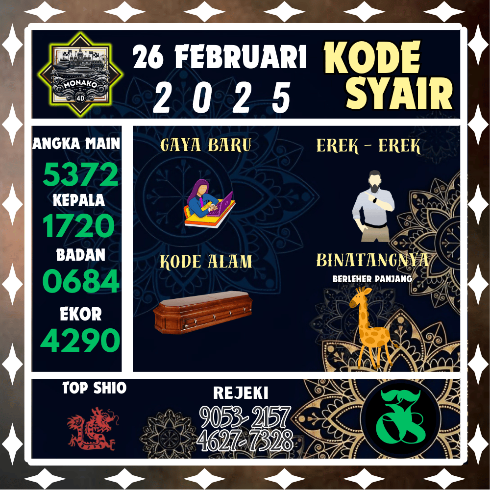 Kode Syair Monako4D Pools - Februari Pools
