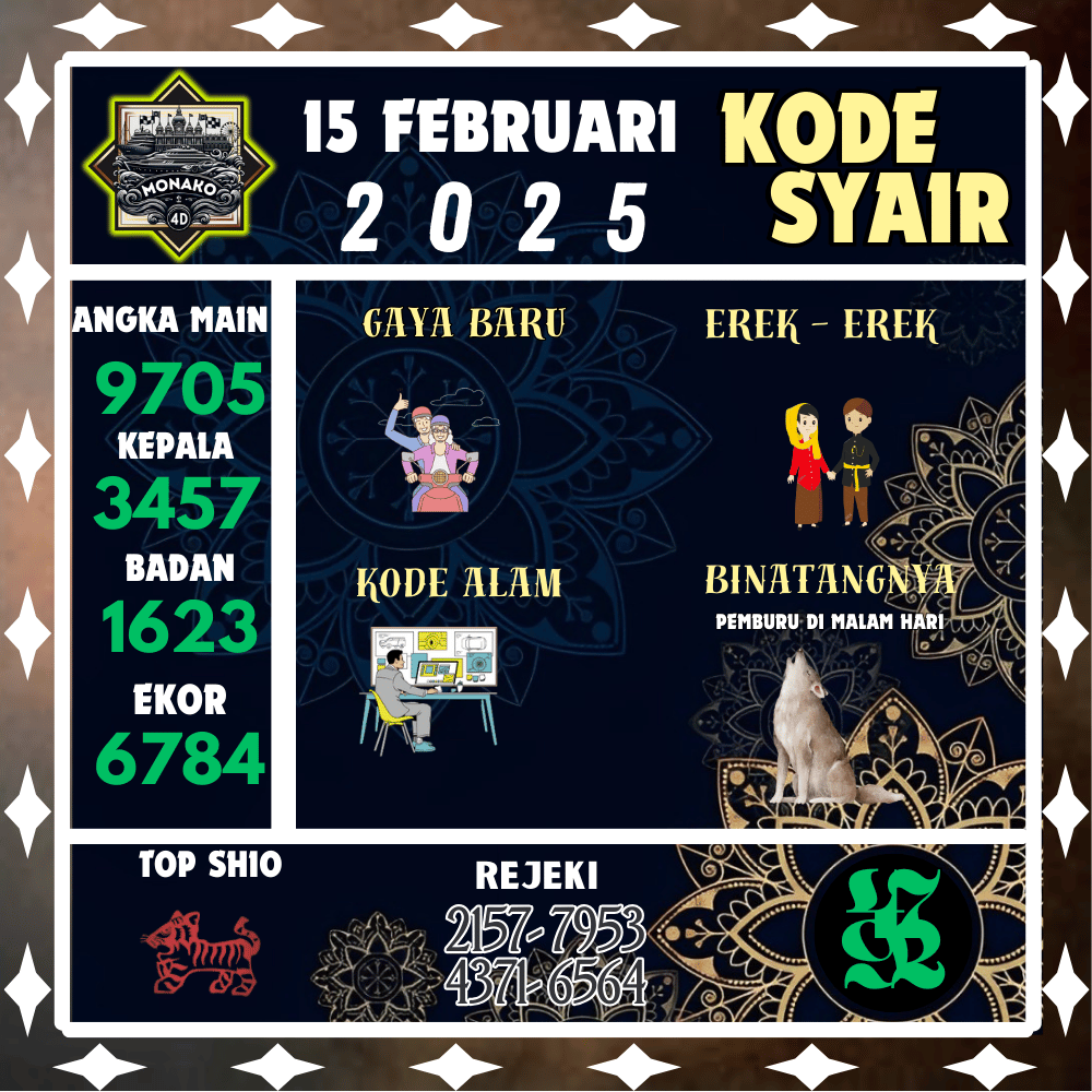 Kode Syair Monako4D Pools - Februari Pools
