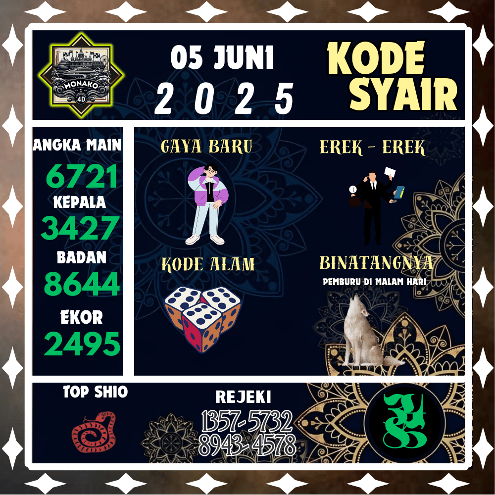 Kode Syair Monako4D Pools - Juni Pools 