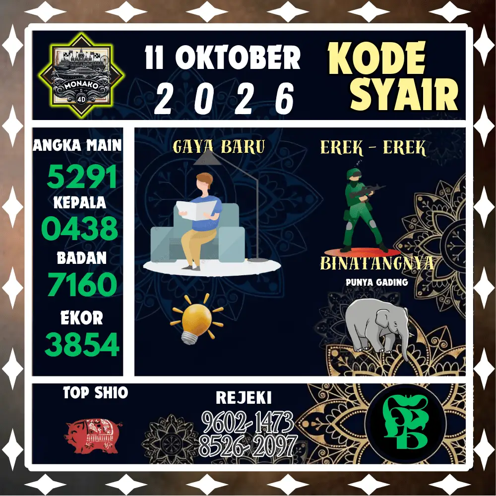 Kode Syair Monako4d  Pools - Oktober 2026
