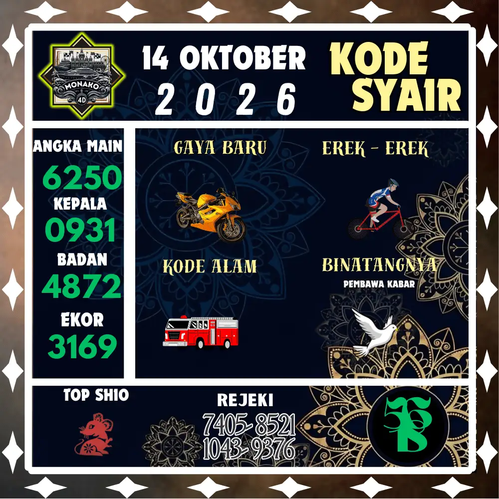Kode Syair Monako4d  Pools - Oktober 2026

