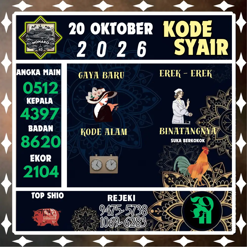 Kode Syair Monako4d  Pools - Oktober 2026
