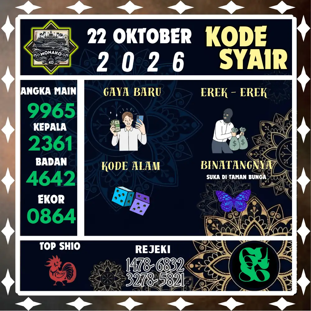 Kode Syair Monako4d  Pools - Oktober 2026
