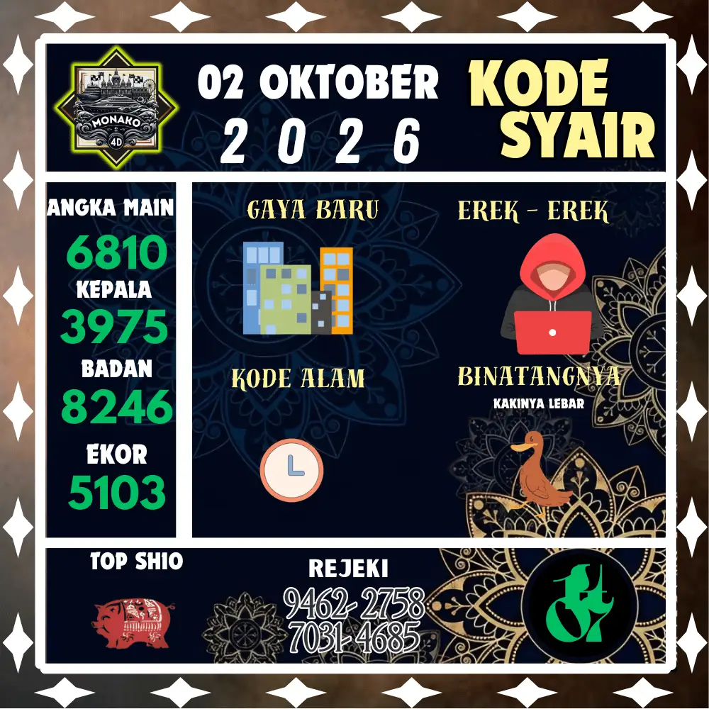 Kode Syair Monako4d  Pools - Oktober 2026
