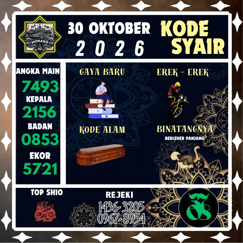 Kode Syair Monako4d  Pools - Oktober 2026
