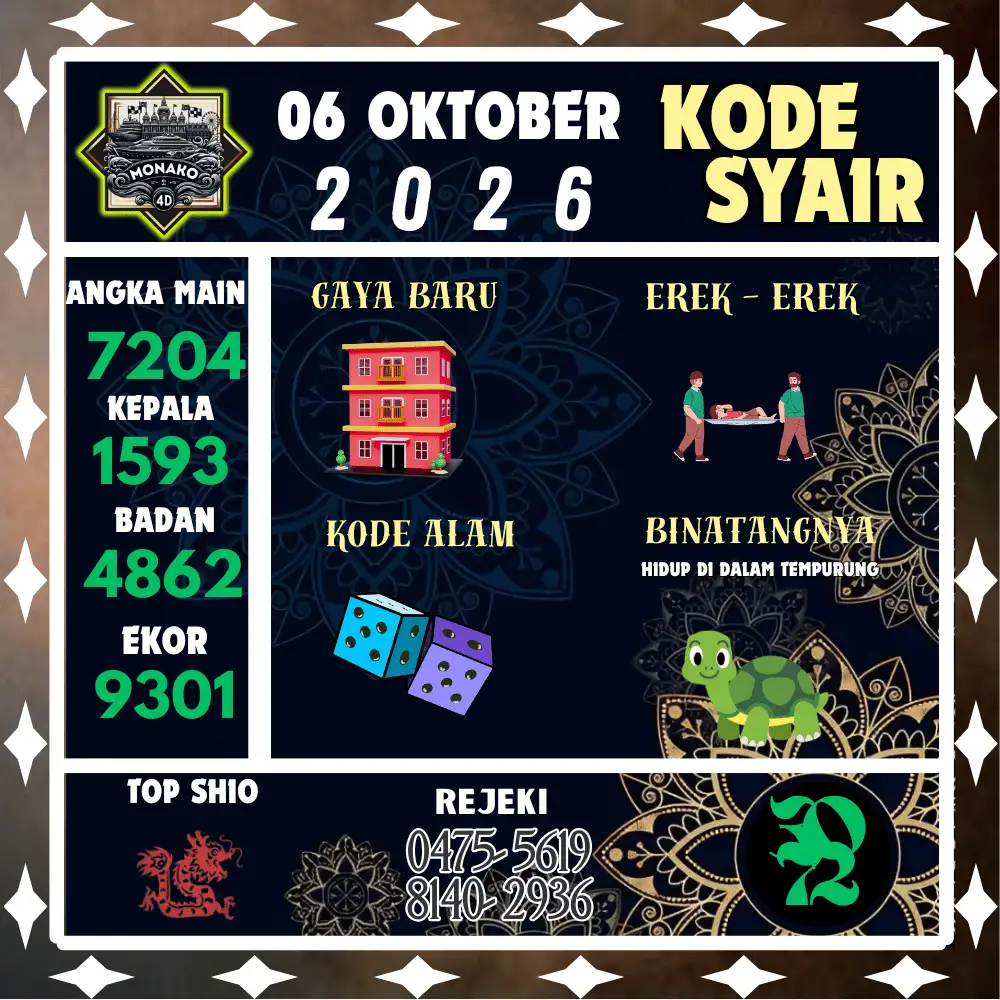 Kode Syair Monako4d  Pools - Oktober 2026
