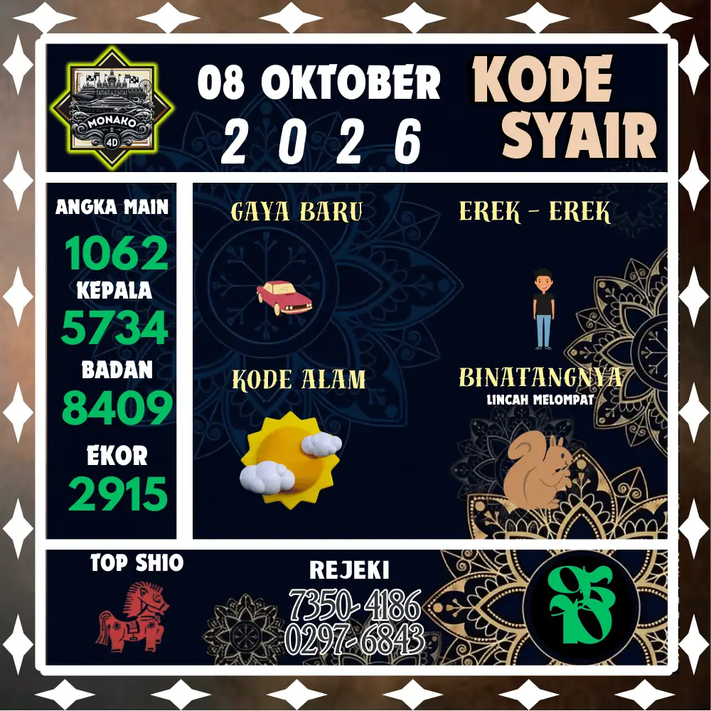 Kode Syair Monako4d  Pools - Oktober 2026

